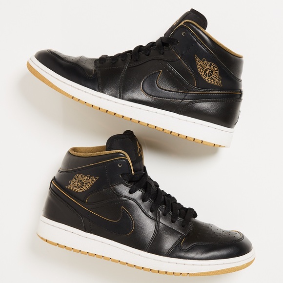 jordan 1 retro mid black metallic gold